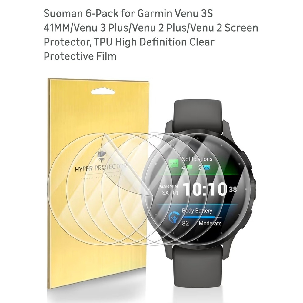 Suoman 6-Pack Screen Protector‎ for Garmin Venu 3S 41mm TPU HD Clear Film